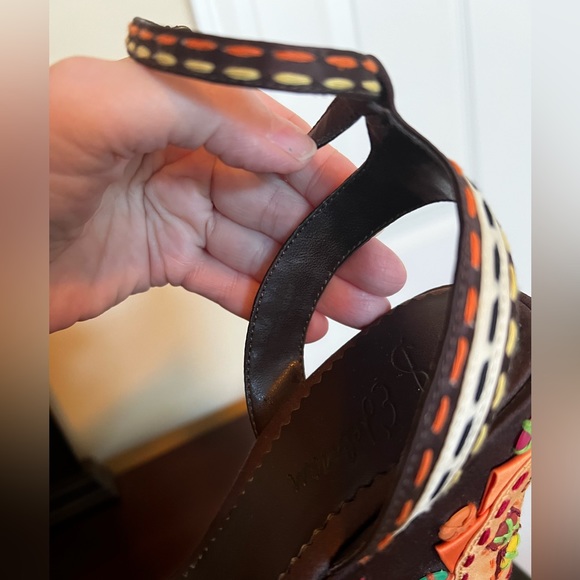 Sam Edelman Brown & Orange Boho Button Embellished Platform Sandals. 8.5M - Picture 8 of 15
